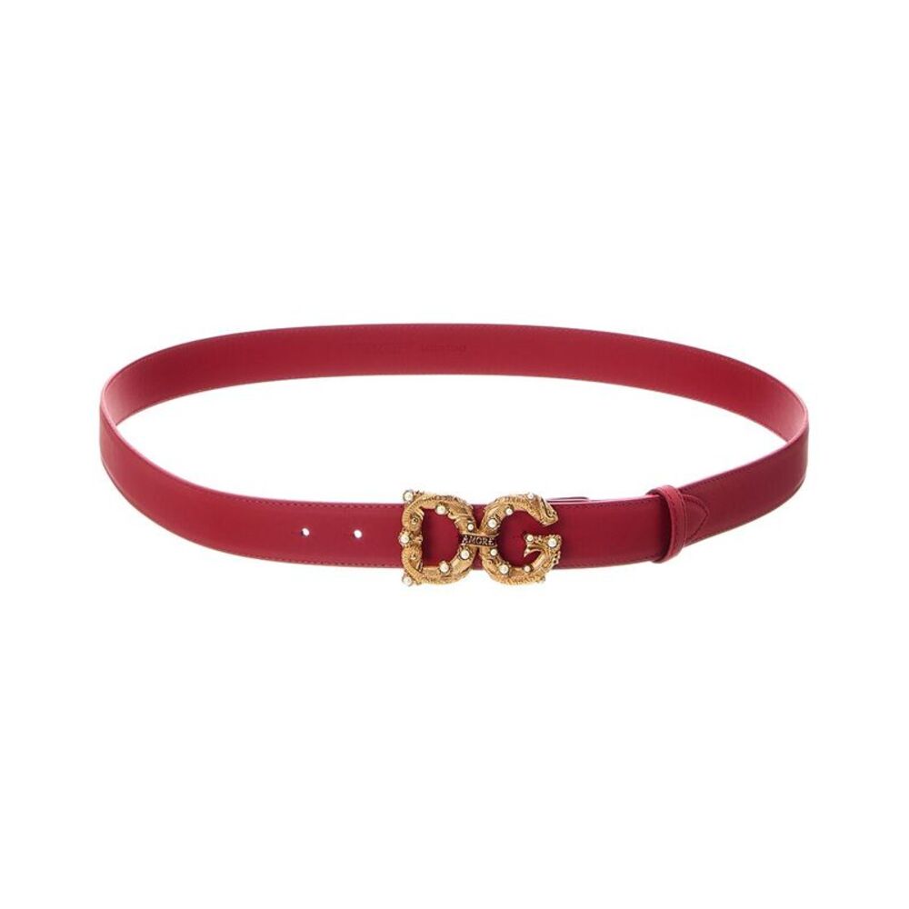 Dolce & Gabbana Dg Logo Leather Belt, Red